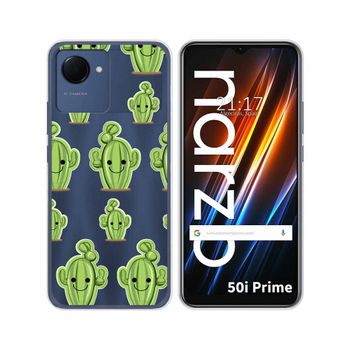 Funda Silicona Transparente Para Realme Narzo 50i Prime Diseño Cactus Dibujos