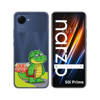 Funda Silicona Transparente Para Realme Narzo 50i Prime Diseño Coco Dibujos