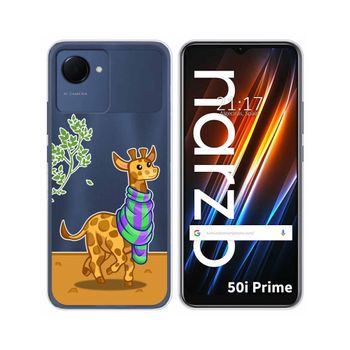 Funda Silicona Transparente Para Realme Narzo 50i Prime Diseño Jirafa Dibujos