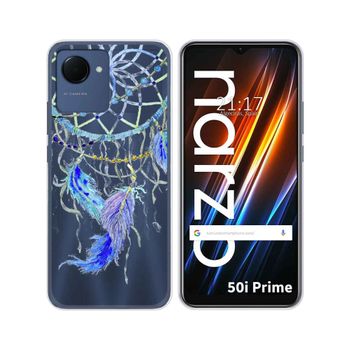 Funda Silicona Transparente Para Realme Narzo 50i Prime Diseño Plumas Dibujos