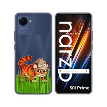 Funda Silicona Transparente Para Realme Narzo 50i Prime Diseño Tigre Dibujos