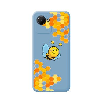 Funda Silicona Líquida Azul Para Realme Narzo 50i Prime Diseño Abeja Dibujos