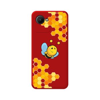 Funda Silicona Líquida Roja Para Realme Narzo 50i Prime Diseño Abeja Dibujos