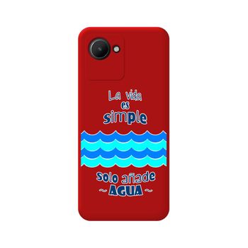 Funda Silicona Líquida Roja Para Realme Narzo 50i Prime Diseño Agua Dibujos