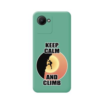 Funda Silicona Líquida Verde Para Realme Narzo 50i Prime Diseño Hombre Escalada Dibujos