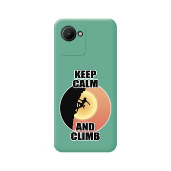 Funda Silicona Líquida Verde Para Realme Narzo 50i Prime Diseño Mujer Escalada Dibujos