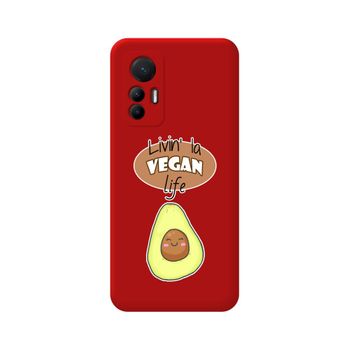 Funda Silicona Líquida Roja Para Xiaomi 12 Lite 5g Diseño Vegan Life Dibujos