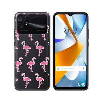 Funda Silicona Transparente Para Xiaomi Poco C40 Diseño Flamenco Dibujos