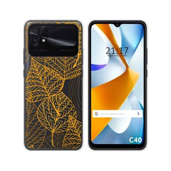 Funda Silicona Transparente Para Xiaomi Poco C40 Diseño Hojas Dibujos