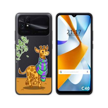 Funda Silicona Transparente Para Xiaomi Poco C40 Diseño Jirafa Dibujos