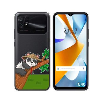 Funda Silicona Transparente Para Xiaomi Poco C40 Diseño Panda Dibujos