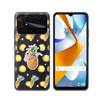 Funda Silicona Transparente Para Xiaomi Poco C40 Diseño Piña Dibujos