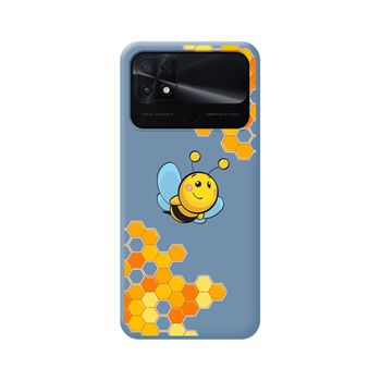 Funda Silicona Líquida Azul Para Xiaomi Poco C40 Diseño Abeja Dibujos