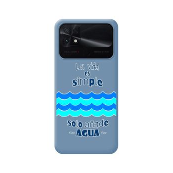 Funda Silicona Líquida Azul Para Xiaomi Poco C40 Diseño Agua Dibujos