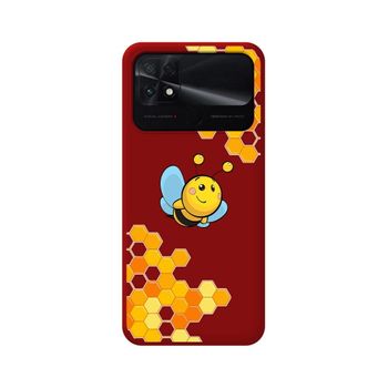 Funda Silicona Líquida Roja Para Xiaomi Poco C40 Diseño Abeja Dibujos