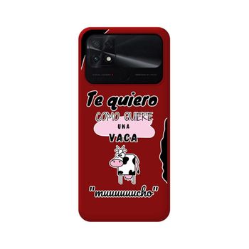 Funda Silicona Líquida Roja Para Xiaomi Poco C40 Diseño Vaca Dibujos