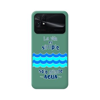 Funda Silicona Líquida Verde Para Xiaomi Poco C40 Diseño Agua Dibujos