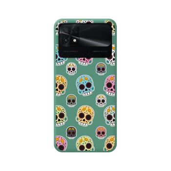 Funda Silicona Líquida Verde Para Xiaomi Poco C40 Diseño Catrina Dibujos