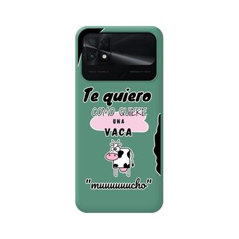 Funda Silicona Líquida Verde Para Xiaomi Poco C40 Diseño Vaca Dibujos