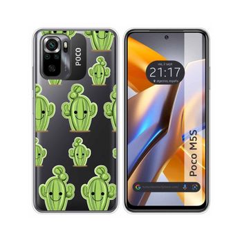 Funda Silicona Transparente Para Xiaomi Poco M5s Diseño Cactus Dibujos