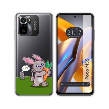 Funda Silicona Transparente Para Xiaomi Poco M5s Diseño Conejo Dibujos