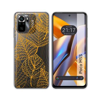 Funda Silicona Transparente Para Xiaomi Poco M5s Diseño Hojas Dibujos