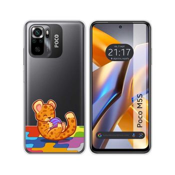 Funda Silicona Transparente Para Xiaomi Poco M5s Diseño Leopardo Dibujos