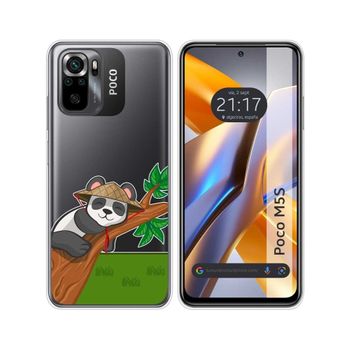 Funda Silicona Transparente Para Xiaomi Poco M5s Diseño Panda Dibujos