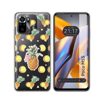 Funda Silicona Transparente Para Xiaomi Poco M5s Diseño Piña Dibujos