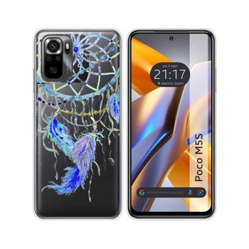 Funda Silicona Transparente Para Xiaomi Poco M5s Diseño Plumas Dibujos