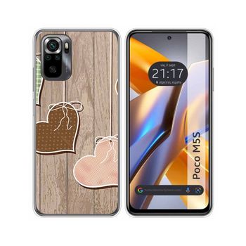 Funda Silicona Para Xiaomi Poco M5s Diseño Corazones Madera Dibujos