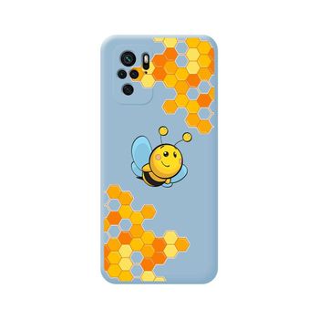 Funda Silicona Líquida Azul Para Xiaomi Poco M5s Diseño Abeja Dibujos