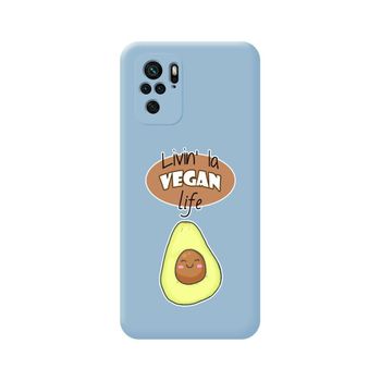 Funda Silicona Líquida Azul Para Xiaomi Poco M5s Diseño Vegan Life Dibujos