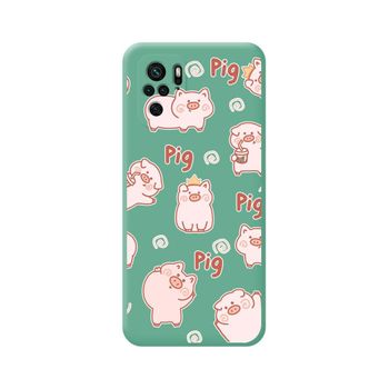 Funda Silicona Líquida Verde Para Xiaomi Poco M5s Diseño Cerdos Dibujos