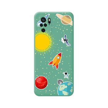 Funda Silicona Líquida Verde Para Xiaomi Poco M5s Diseño Espacio Dibujos