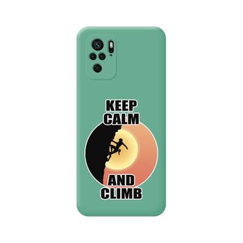 Funda Silicona Líquida Verde Para Xiaomi Poco M5s Diseño Mujer Escalada Dibujos