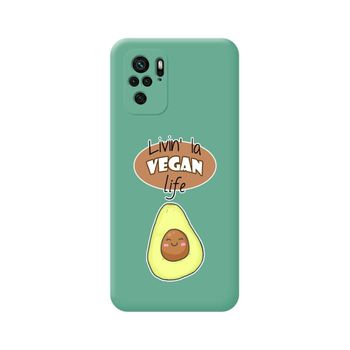 Funda Silicona Líquida Verde Para Xiaomi Poco M5s Diseño Vegan Life Dibujos