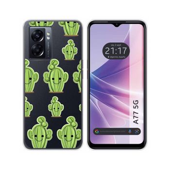 Funda Silicona Transparente Para Oppo A77 5g Diseño Cactus Dibujos