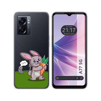 Funda Silicona Transparente Para Oppo A77 5g Diseño Conejo Dibujos