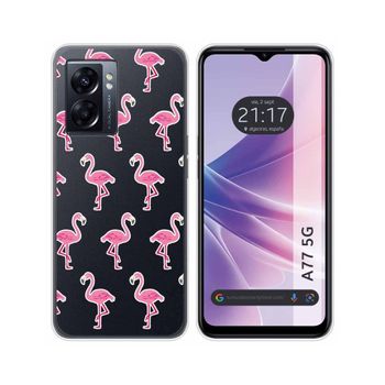 Funda Silicona Transparente Para Oppo A77 5g Diseño Flamenco Dibujos