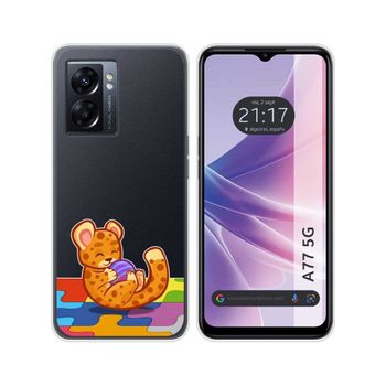 Funda Silicona Transparente Para Oppo A77 5g Diseño Leopardo Dibujos