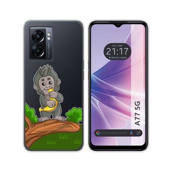 Funda Silicona Transparente Para Oppo A77 5g Diseño Mono Dibujos