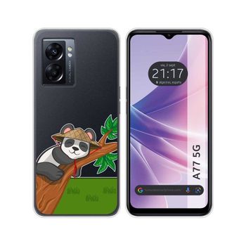 Funda Silicona Transparente Para Oppo A77 5g Diseño Panda Dibujos