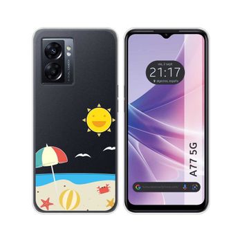 Funda Silicona Transparente Para Oppo A77 5g Diseño Playa Dibujos