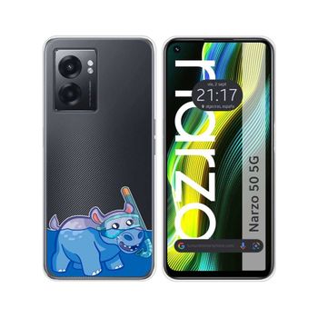 Funda Silicona Transparente Para Realme Narzo 50 5g Diseño Hipo Dibujos