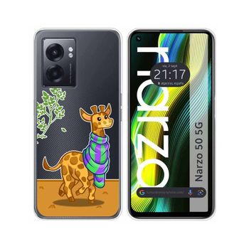 Funda Silicona Transparente Para Realme Narzo 50 5g Diseño Jirafa Dibujos