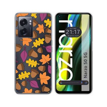 Funda Silicona Transparente Para Realme Narzo 50 5g Diseño Otoño Dibujos