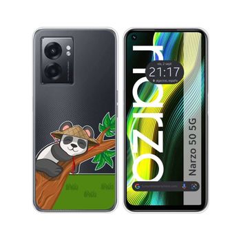 Funda Silicona Transparente Para Realme Narzo 50 5g Diseño Panda Dibujos