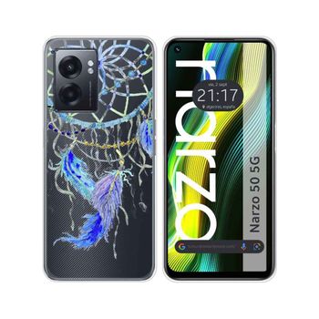 Funda Silicona Transparente Para Realme Narzo 50 5g Diseño Plumas Dibujos