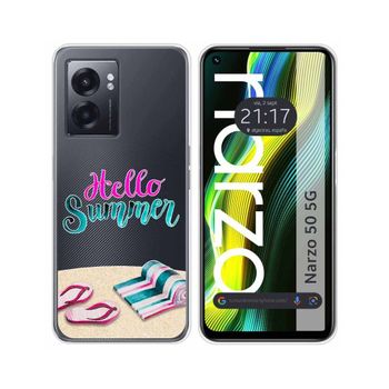 Funda Silicona Transparente Para Realme Narzo 50 5g Diseño Summer Dibujos